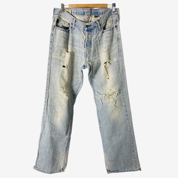 Vintage Abercrombie & Fitch Thrashed Jeans Indie Sleaze Skate Hip Hop Mud Wash - Picture 3 of 17